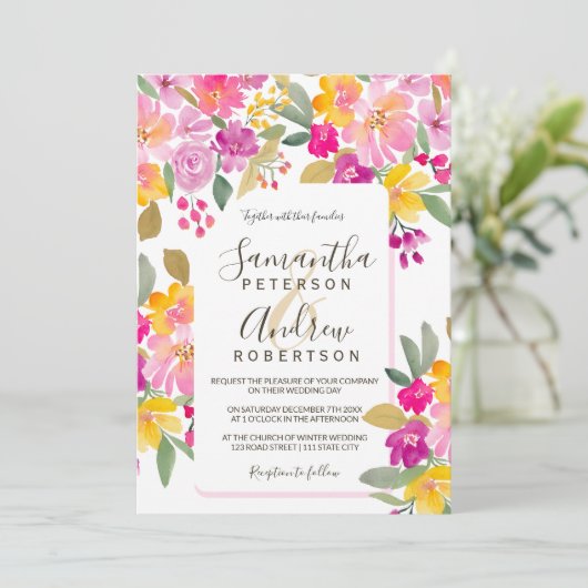 Herfst Tuin felle bloemenbruiloft waterverf Kaart (Staand voorkant)