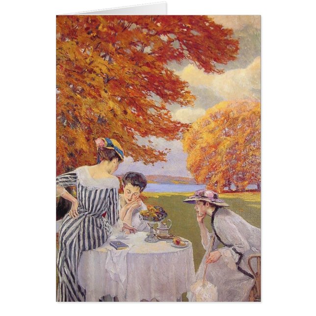 Herfst Tuin Thee Feestje Vintage Kunst (Voorkant)