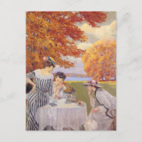 Herfst Tuin Thee Feestje Vintage Kunst