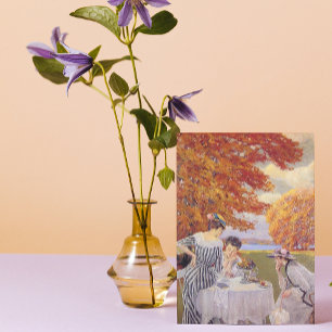 Herfst Tuin Thee Feestje Vintage Kunst Visitekaartje