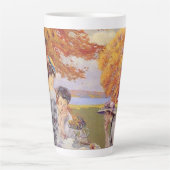 Herfst Tuin Theepartij Vintage Kunst Latte Mok (Voorkant)