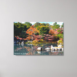 Herfst Tuin Vijver Tempel Japan Arashiyama Reizen  Canvas Afdruk