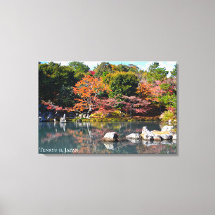 Herfst Tuin Vijver Tempel Japan Arashiyama Reizen  Canvas Afdruk