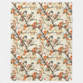 Herfst Tuin Vogels en Bloesems Sinaasappel Bruin K Fleece Deken (Voorkant)