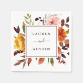 Herfst Tuin Waterverf bruiloft gepersonaliseerd Servet (Voorkant)