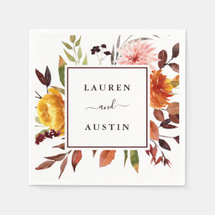 Herfst Tuin Waterverf bruiloft gepersonaliseerd Servet