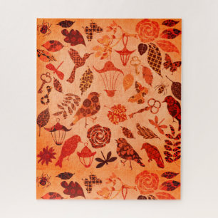 Herfst tuinbouwvogel en najaar vintage van het bla legpuzzel