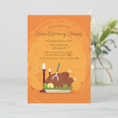 Herfst Turkey Friendsgiving Dinner Invitation Kaart (Staand voorkant)