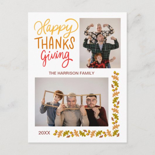 Herfst Turkije Happy Thanksgiving 2 foto's Briefkaart (Voorkant)
