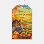 Herfst Turkije Pompoenen Happy Thanksgiving Gift L Cadeaulabel (Voorkant)
