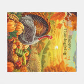 Herfst Turkije Pompoenen Thanksgiving Fleece Deken (Voorkant (Horizontaal))