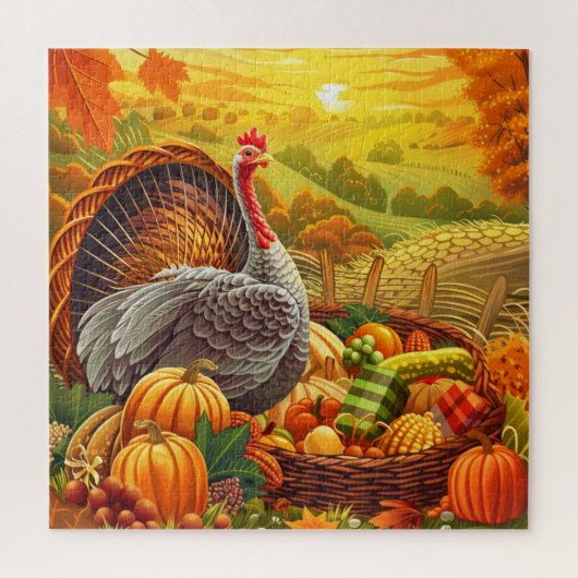 Herfst Turkije Pompoenen Thanksgiving Jigsaw Puzze Legpuzzel (Verticaal)