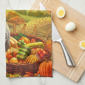 Herfst Turkije Pompoenen Thanksgiving Keuken Handd Theedoek (Quarter Fold)