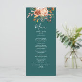 Herfst Turquoise Aquarel Terracotta Bloemige bruil Menu (Staand voorkant)