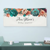 Herfst Turquoise en Terracotta Pioen Bruidsdiner Spandoek (Beurs)