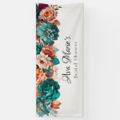 Herfst Turquoise en Terracotta Pioen Vrijgezellenf Spandoek (Verticaal)