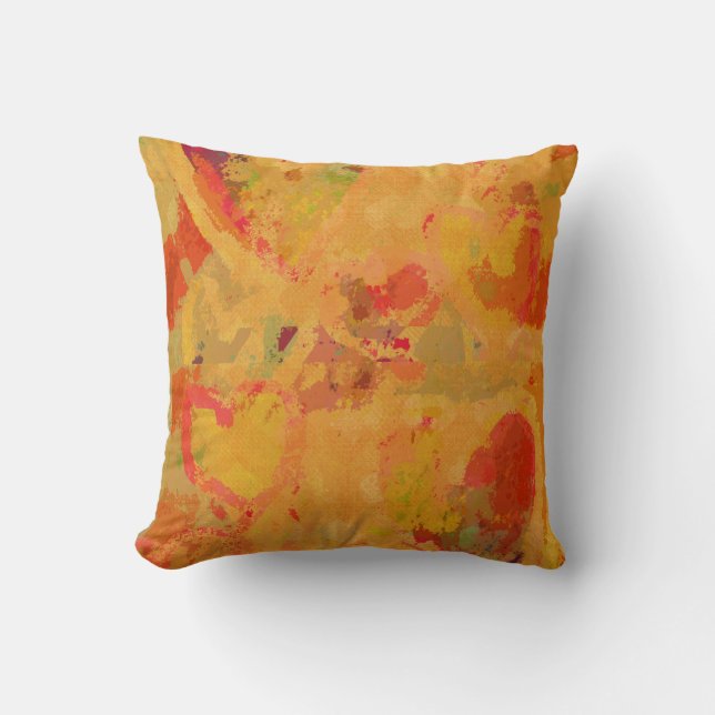 Herfst Tuscane Kleuren Abstract Hartjes Patroon Kussen (Voorkant)