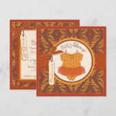 Herfst Tutu en Autumn Damask Vine Baby shower Kaart (Voorkant / Achterkant)