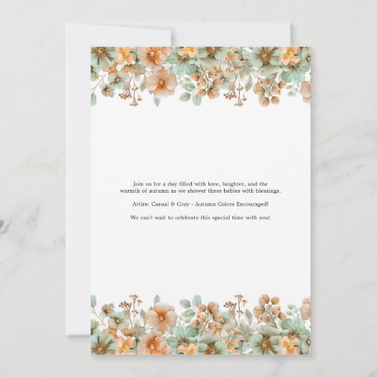 Herfst Twee Kleine Pompoen Herfst Tweeling Baby sh Kaart (Achterkant)