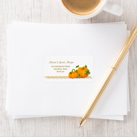 Herfst twee pompoenen Label (Insitu)