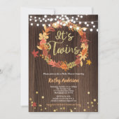 Herfst tweeling baby shower triest hout met schaar kaart (Voorkant)
