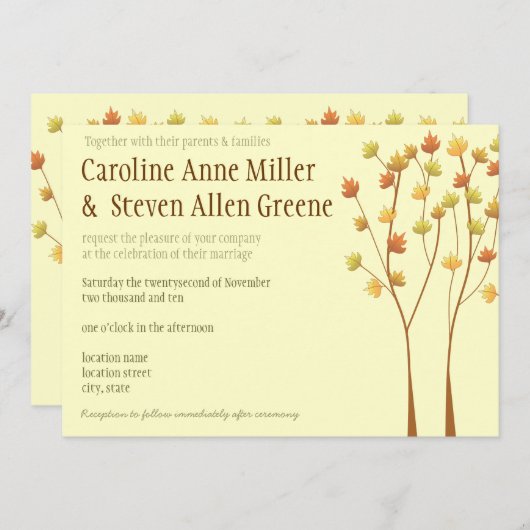 Herfst Twig Tree 5x7 Weddenschap Kaart (Voorkant / Achterkant)