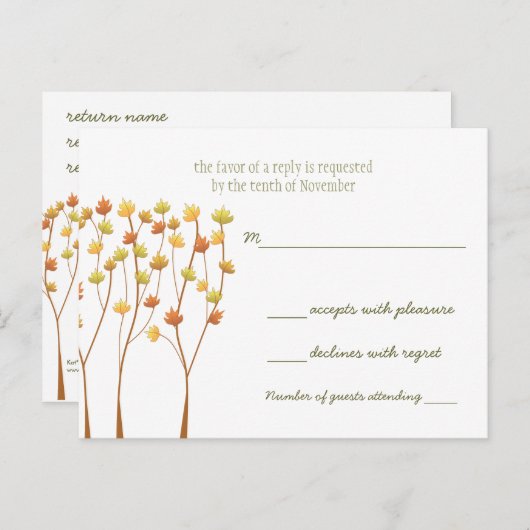 Herfst Twig Tree - antwoordkaart Uitnodiging Briefkaart (Voorkant / Achterkant)