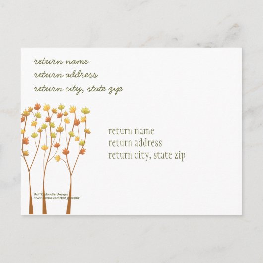 Herfst Twig Tree - antwoordkaart Uitnodiging Briefkaart (Achterkant)