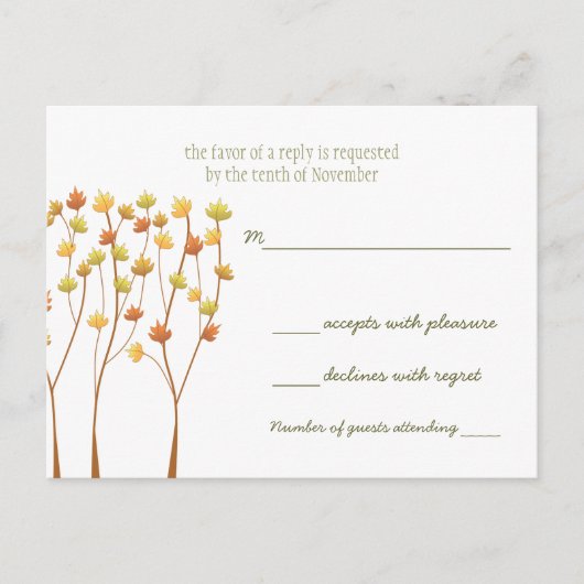 Herfst Twig Tree - antwoordkaart Uitnodiging Briefkaart (Voorkant)