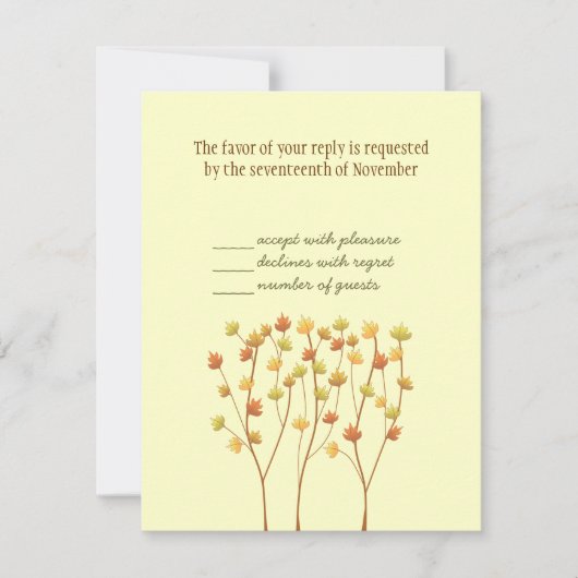 Herfst Twig Tree - Responskaart met envelop RSVP Kaartje (Voorkant)