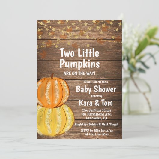 Herfst Twin Baby shower Uitnodiging (Staand voorkant)