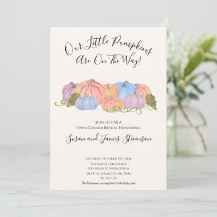 Herfst Twin Gender Reveal Little Pumpkin Theme Kaart