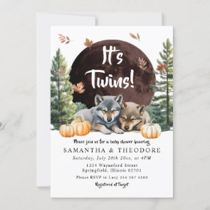 Herfst Twins Wolf Welkom bij het Pack Baby shower Kaart