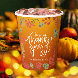 Herfst Typografie Stijlvol Modern Happy Thanksgivi Papieren Bekers