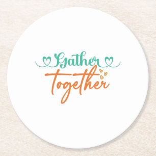 Herfst Typography Design - "Verzamel samen" Herfst Ronde Kartonnen Onderzetter