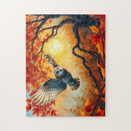 Herfst Uil Alcohol Inkt Legpuzzel (Verticaal)