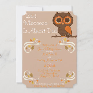 Herfst Uil Baby shower Kaart