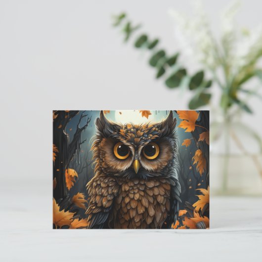 Herfst Uil Briefkaart (Staand voorkant)