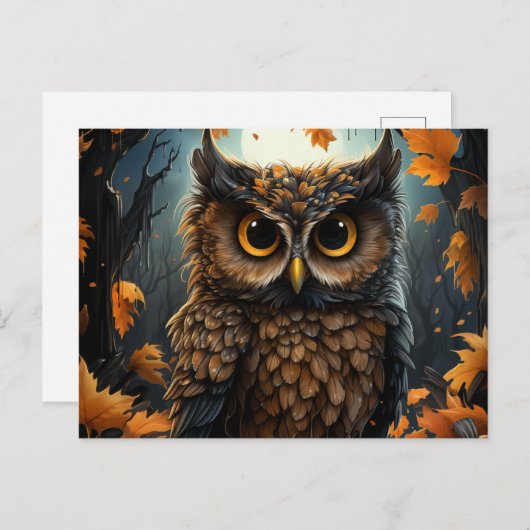 Herfst Uil Briefkaart (Voorkant / Achterkant)