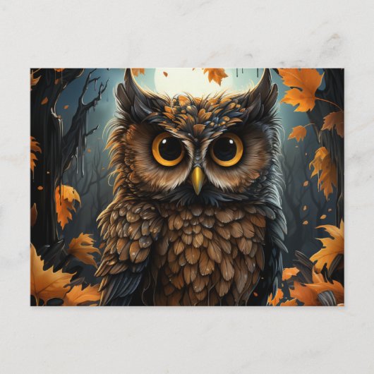 Herfst Uil Briefkaart (Voorkant)