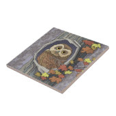 Herfst Uil en Herfst Kleuren Keramische Tegel Tegeltje (Zijkant)