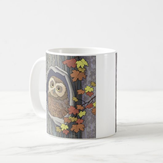 Herfst Uil en Herfst Kleuren Koffie Mok (Voorkant links)