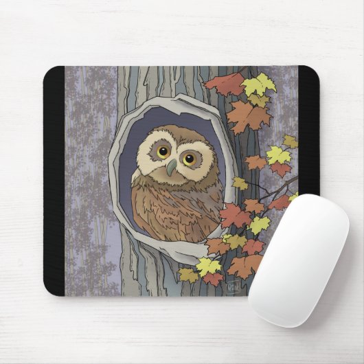 Herfst Uil en Herfst Kleuren Muismat (Met muis)