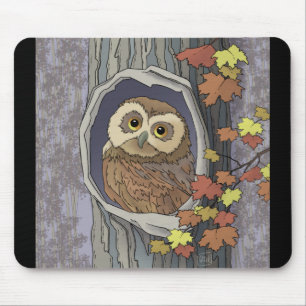 Herfst Uil en Herfst Kleuren Muismat