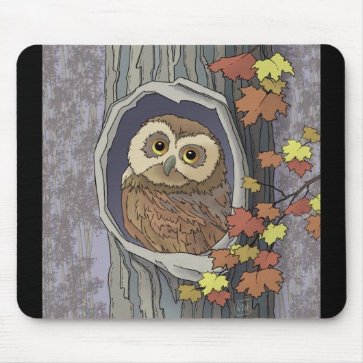 Herfst Uil en Herfst Kleuren Muismat (Voorkant)