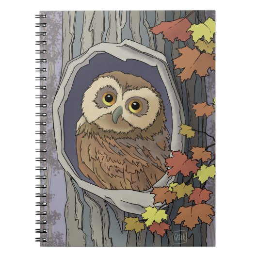 Herfst Uil en Herfst Kleuren Notitieboek (Voorkant)