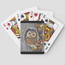 Herfst Uil en Herfst Kleuren Speelkaarten