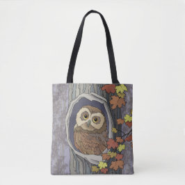 Herfst-uil en herfstkleuren tote bag
