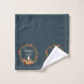 Herfst uil en pompoenen met aanpasbare tekst bad handdoek (Wasdoekje)