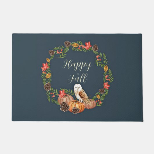 Herfst uil en pompoenen met aanpasbare tekst  deurmat (Voorkant)